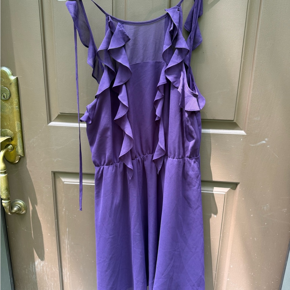 Purple Ruffle Knee Length Lined Women's BCBGeneration Dress Size Medium